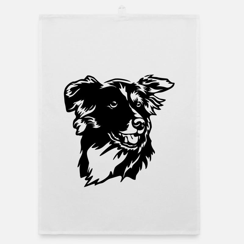 Border Collie Head Organic dish towel