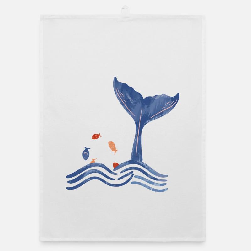 Whale fin and fish Organic dish towel