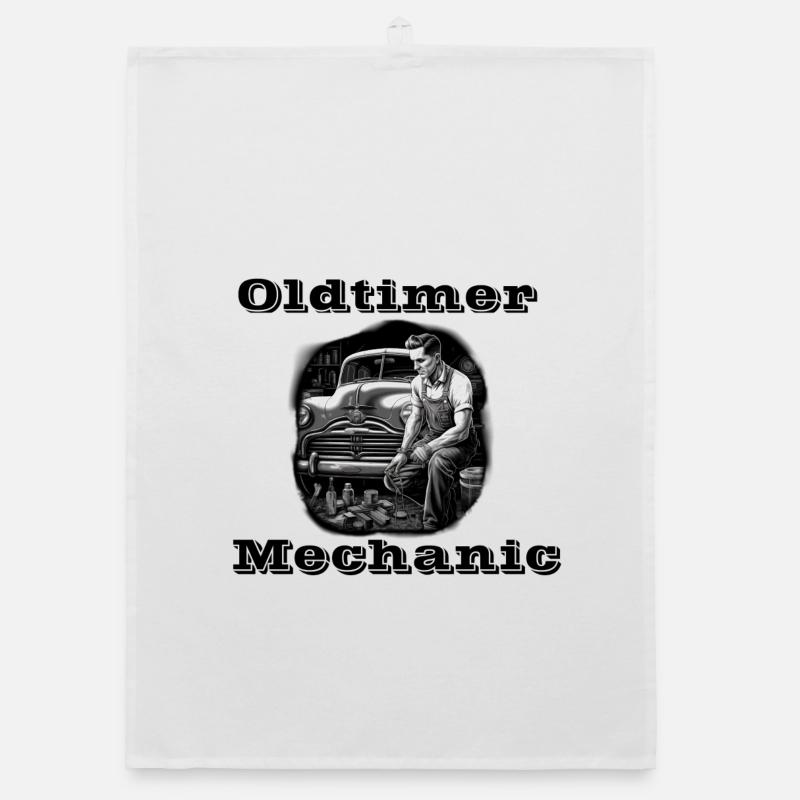 Oldtimer Mechanic Organic Geschirrtuch