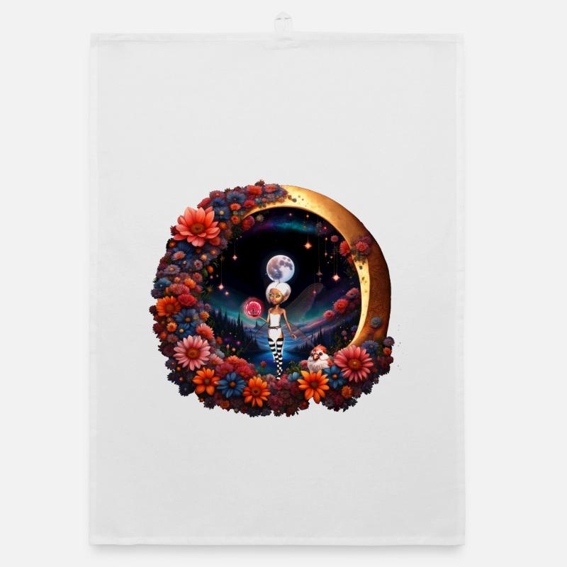 Fée mignonne au clair de lune Torchon bio