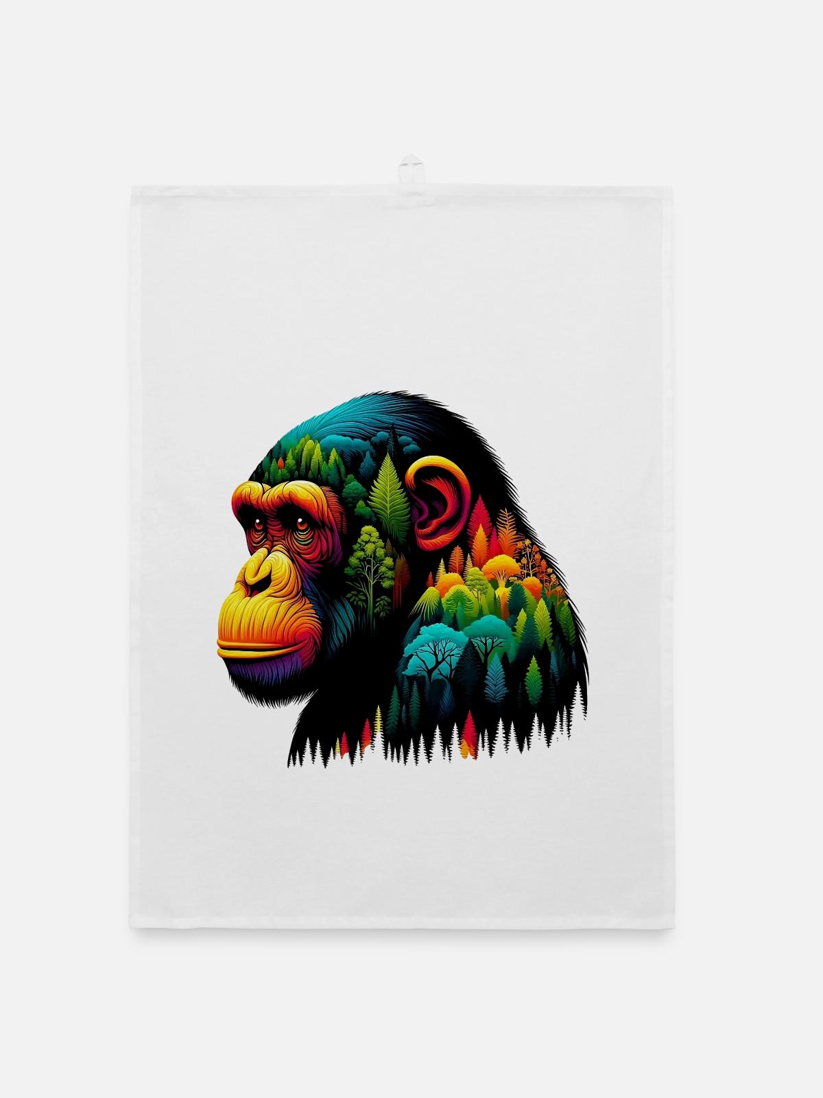 Singe - Torchon bio - blanc - Devant