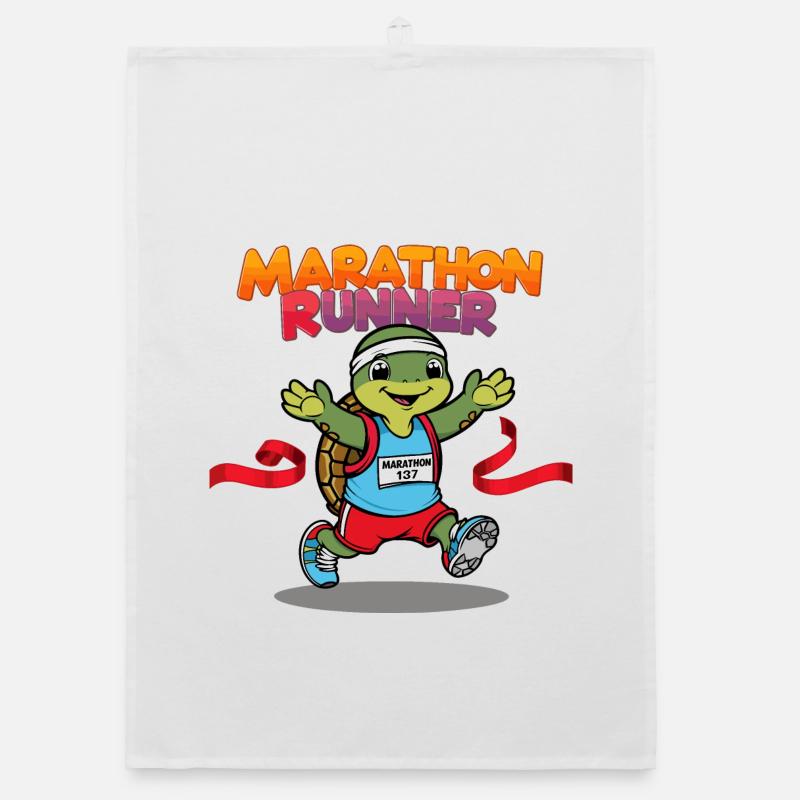 Turtle Marathon Runner Organic dish towel