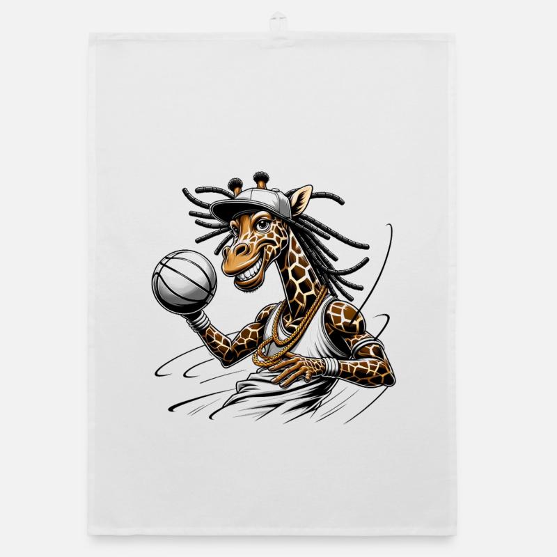 Girafe hipster avec microphone et dreadlocks Torchon bio