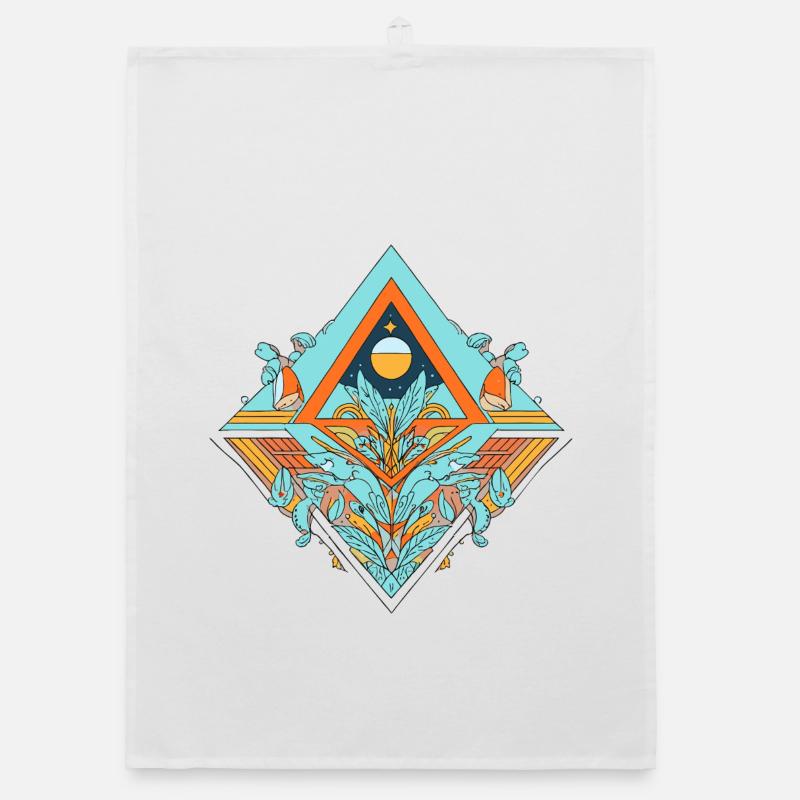 Celestial Dreamscape Geometric Design Organic dish towel