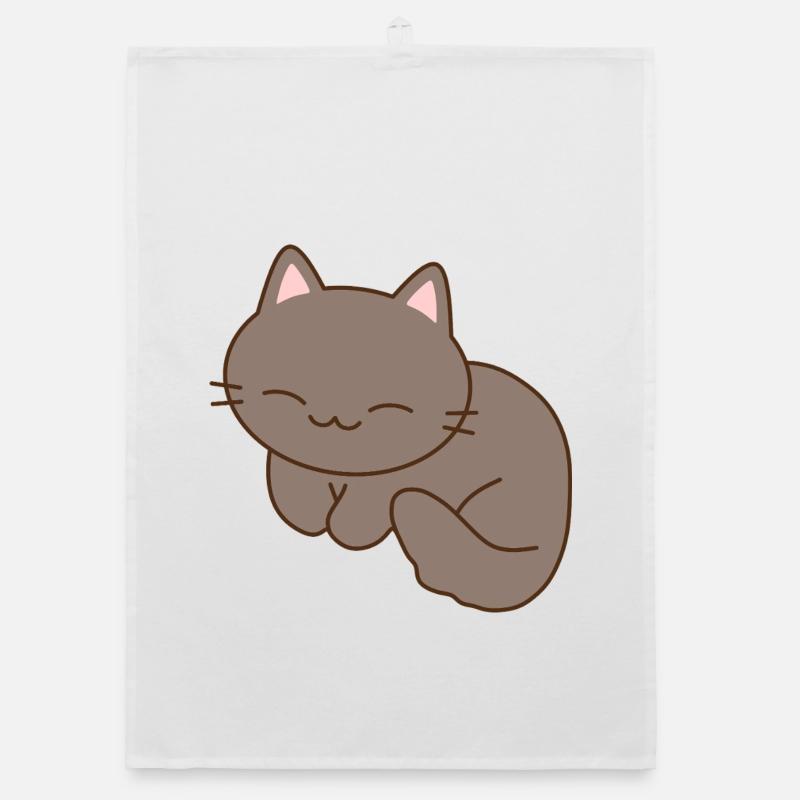 Mignon chat souriant illustration Torchon bio