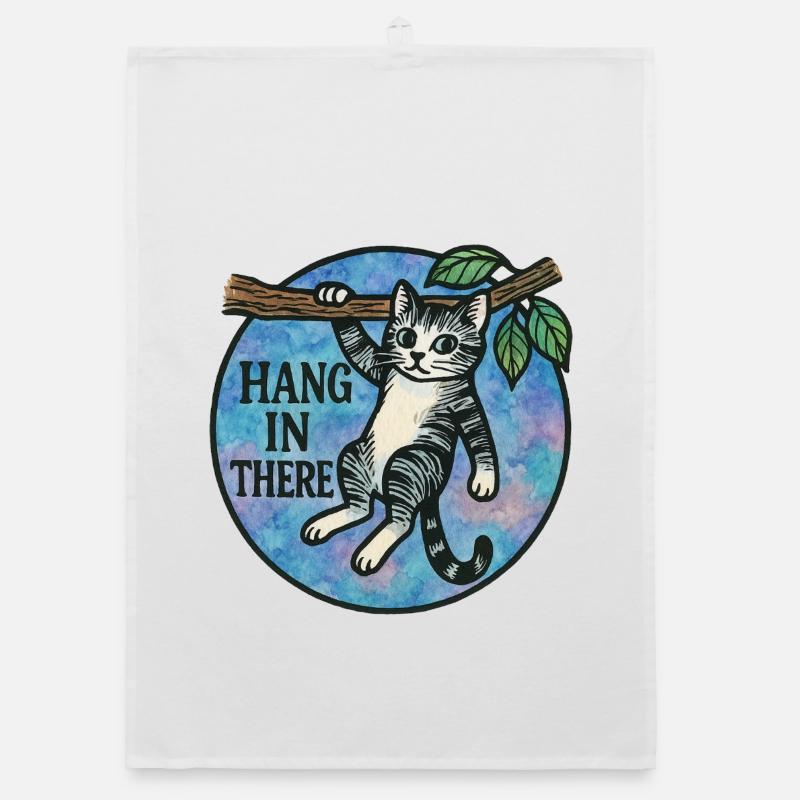 Hang In There Cat Patch Organic dish towel