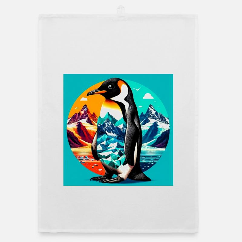 Pinguin - Organic Geschirrtuch - Weiß
