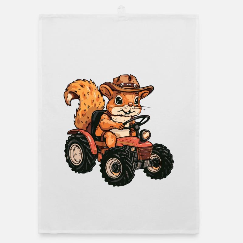 Squirrel Tractor Farmer Organic dish towel