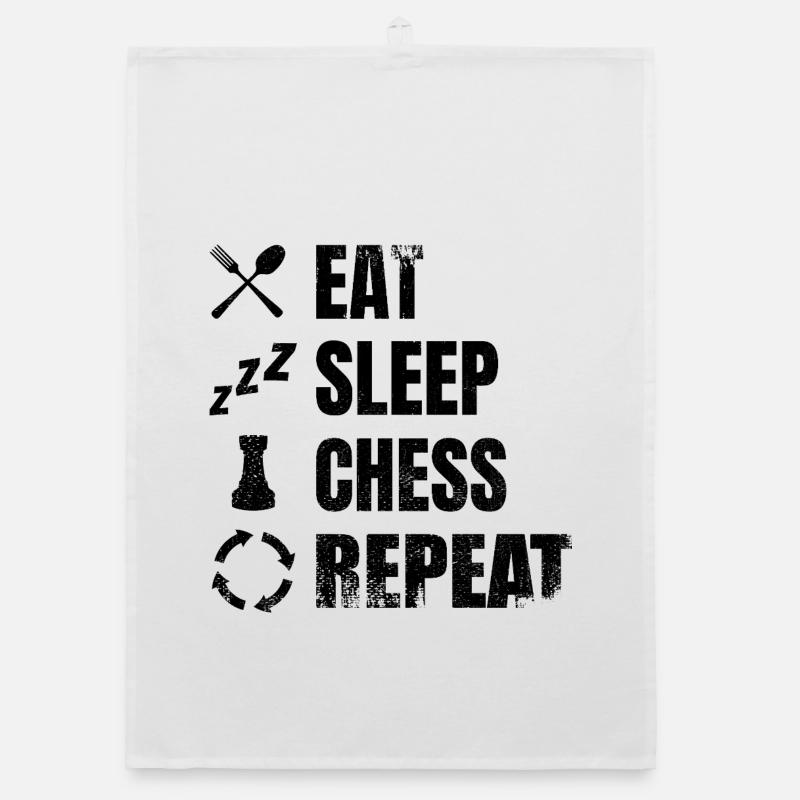 Eating, sleeping, repeating chess Organic dish towel