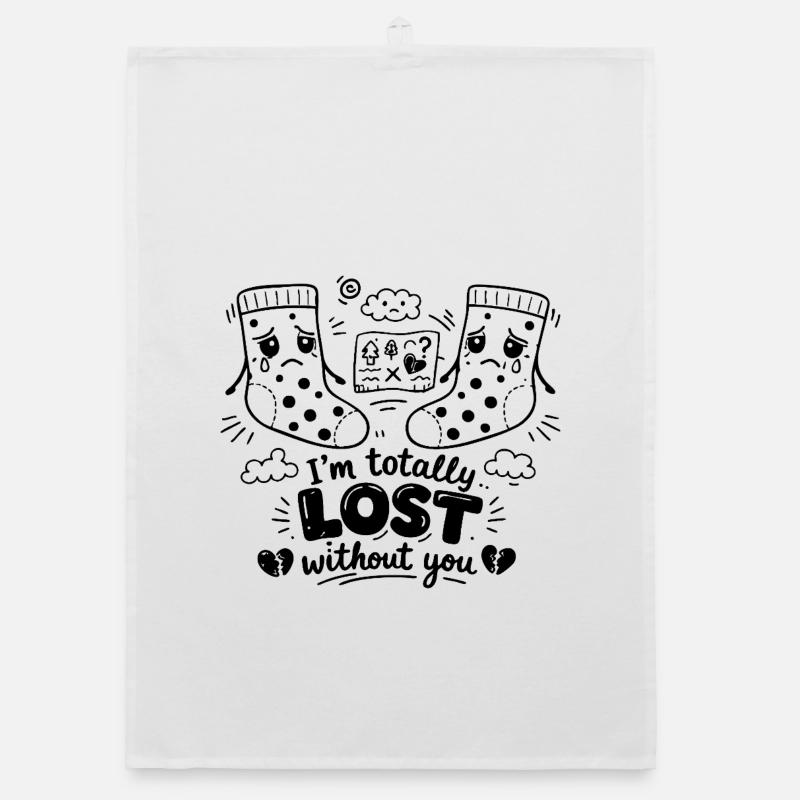 Totally Lost Without You Doodle Statement Organic dish towel