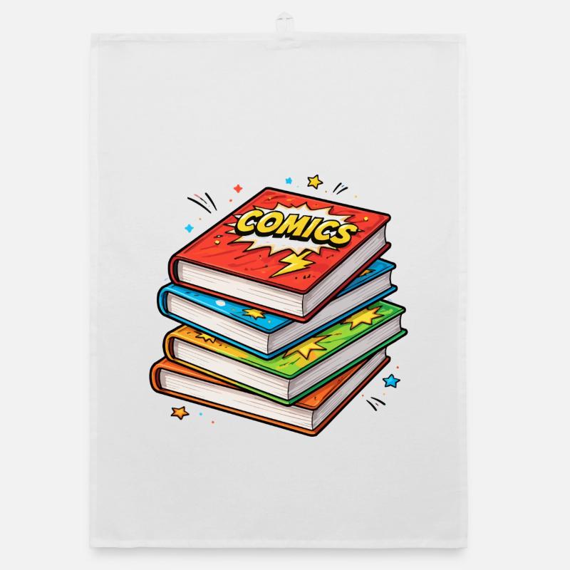 Comic-Stapel Bücher Organic Geschirrtuch