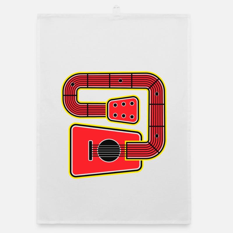 Red Abstract Shape Guitar Organic dish towel