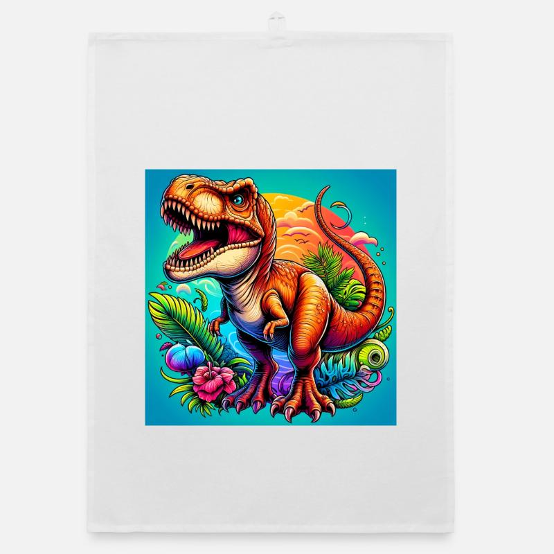 Dinosaurier - Organic Geschirrtuch - Weiß