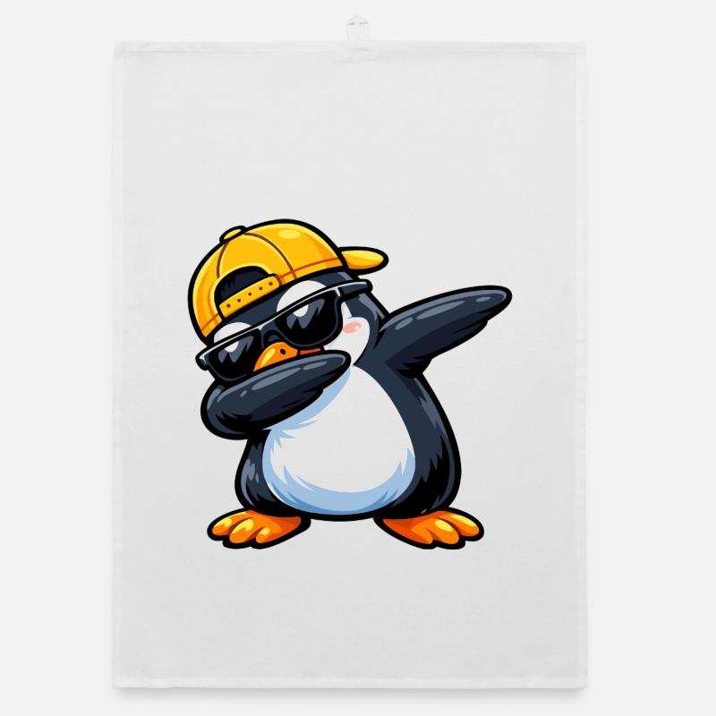 Dabbing Penguin Organic Geschirrtuch