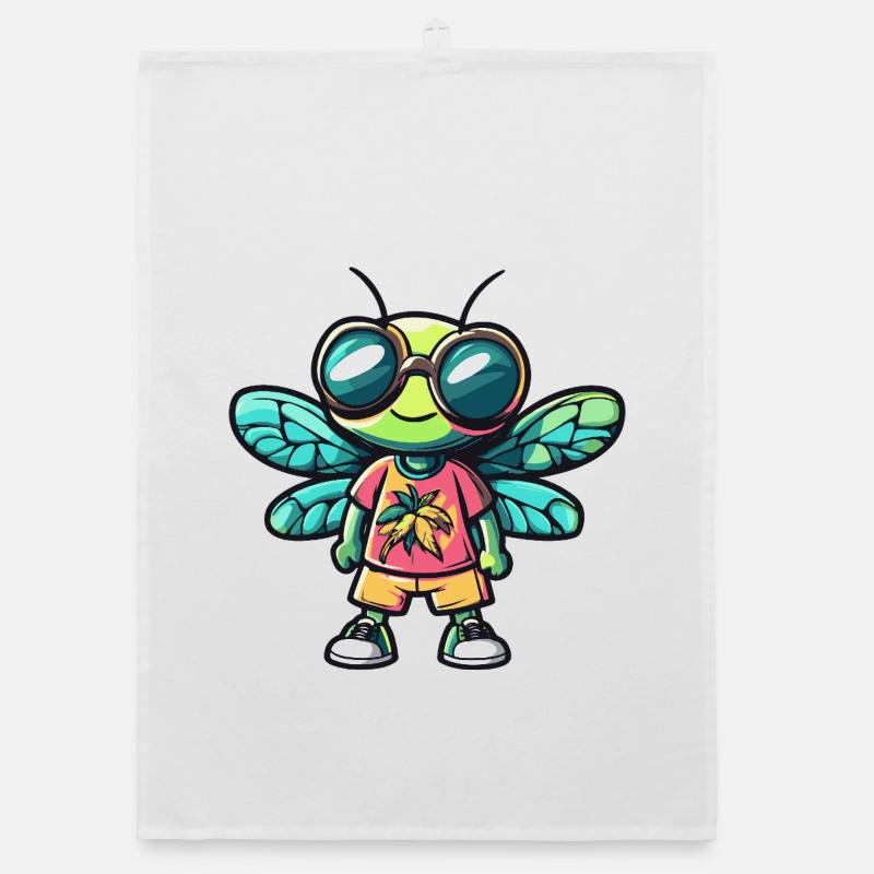 Dragonfly Comic Vacation Organic dish towel