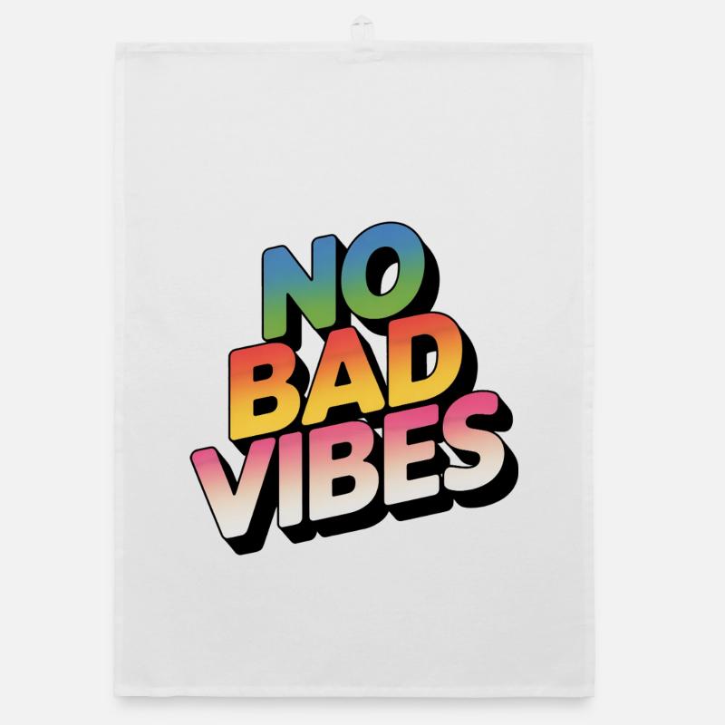 No Bad Vibes Regenbogen Schriftzug Organic Geschirrtuch