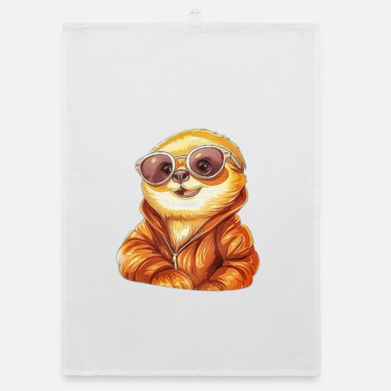 Cool Gopher in Sunglasses and Leather Jacket Organic dish towel