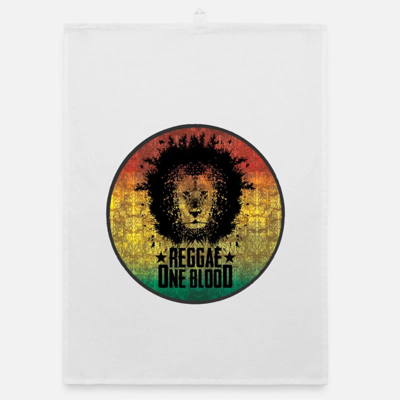 Reggae lion motif with gradient Organic dish towel