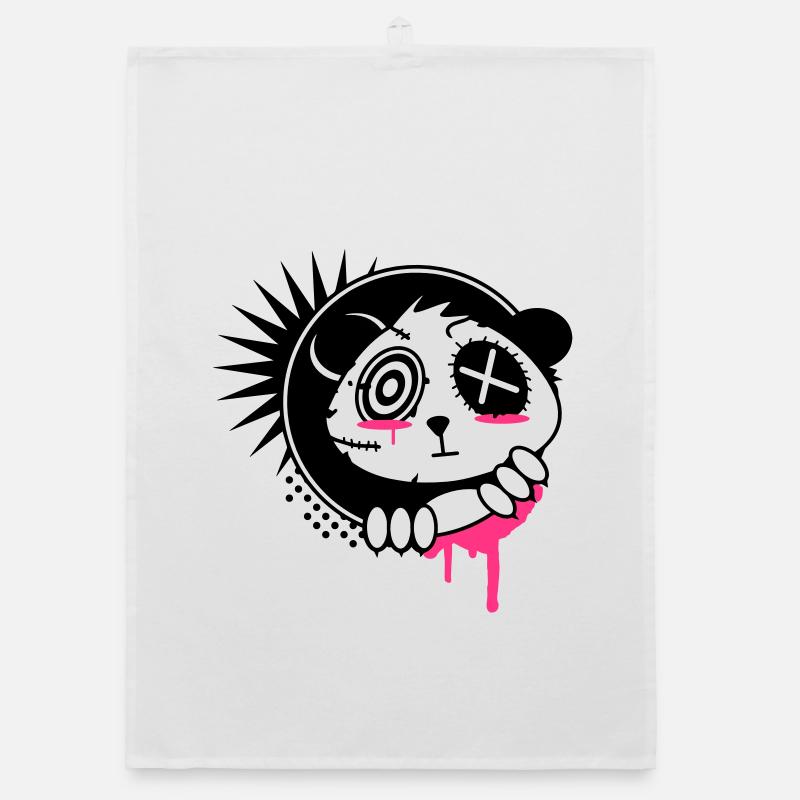 A sticker with panda bear head Organic dish towel