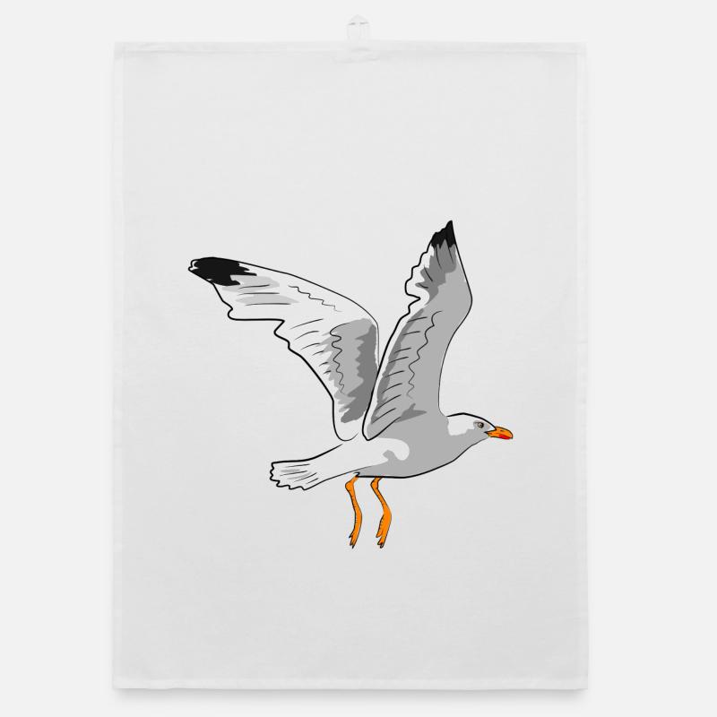 Stylish seagull in flight Organic dish towel