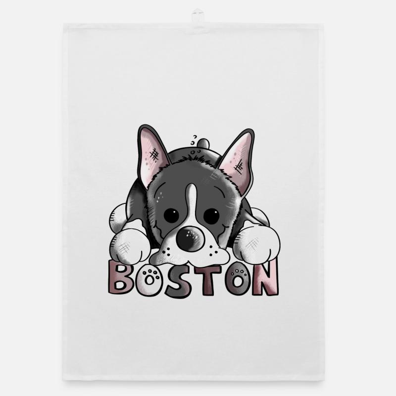 Cute Boston Terrier Organic dish towel