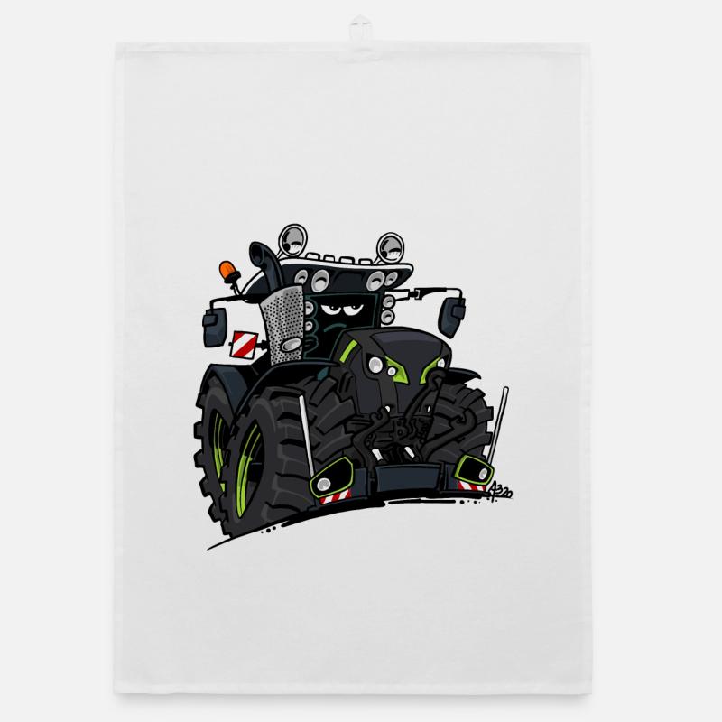 0927 C TRAKTOR SCHWARZ Organic Geschirrtuch