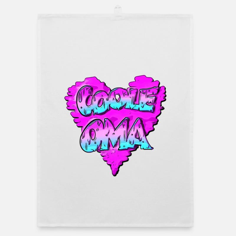 Coole Oma - Graffiti- mit Herz - Pink Organic Geschirrtuch