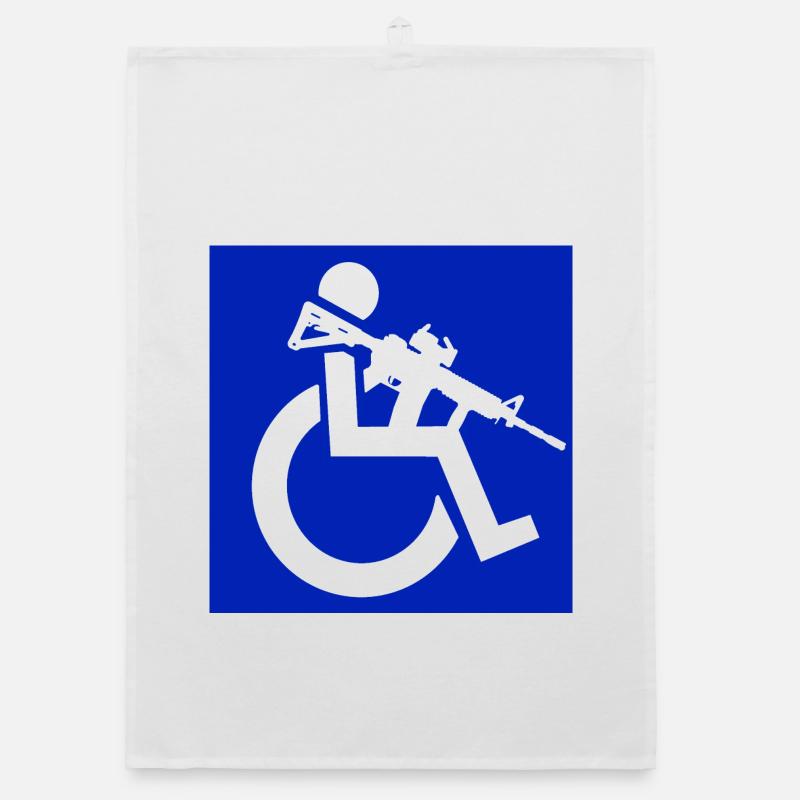 Bild eines Rollstuhlfahrers mit einem Gewehr # Organic Geschirrtuch