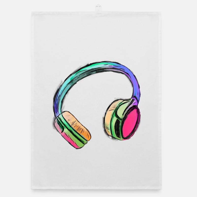 Kopfhörer - bunte Kunst - farbenfroh Organic Geschirrtuch