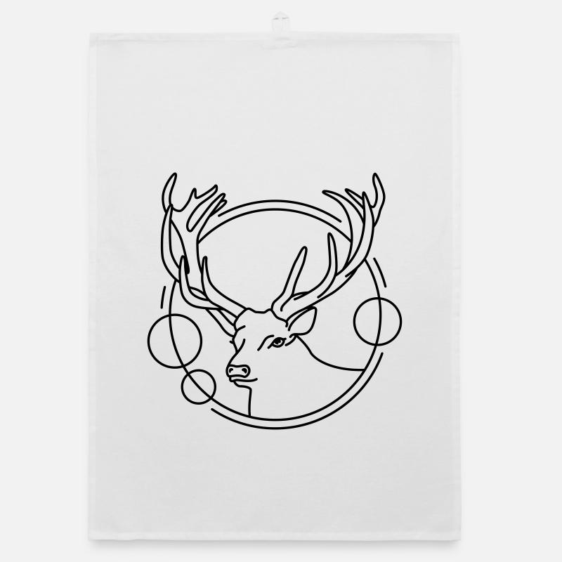Deer in Geometric Shape - Line Art Design Organic dish towel