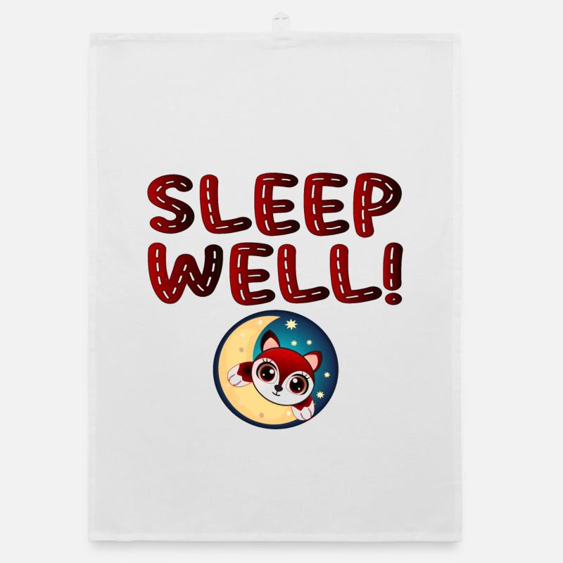 Schlafen Sie gut - Sleeping FOX at the Moon - Tier Organic Geschirrtuch