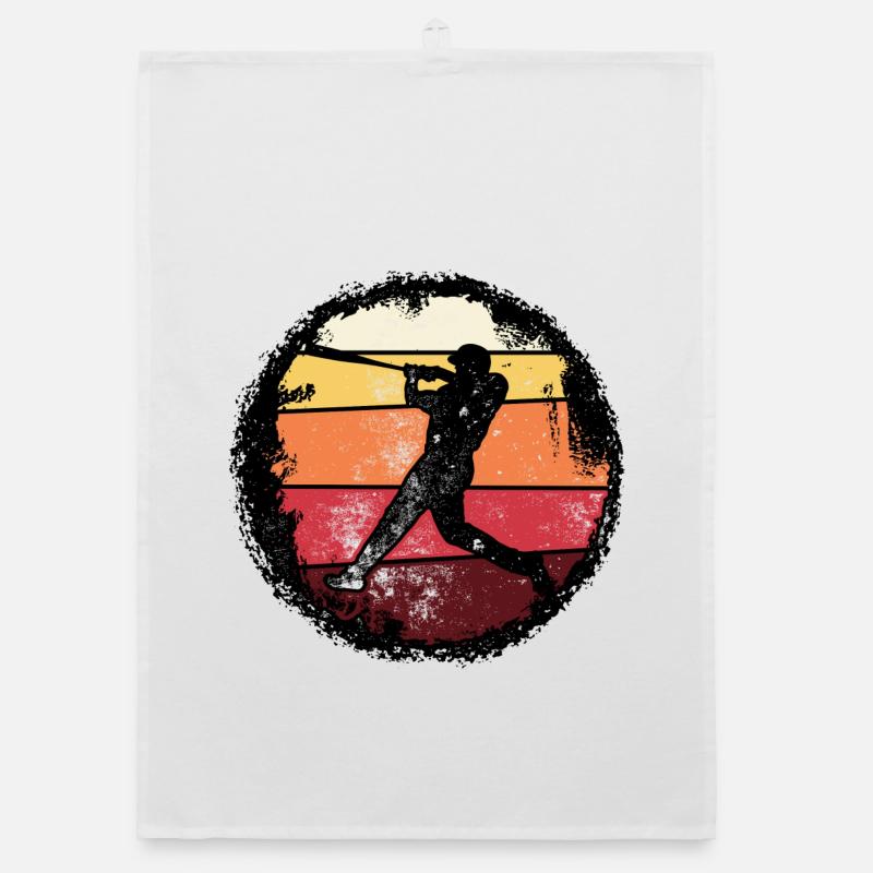 Silhouette de coucher de soleil de baseball Torchon bio