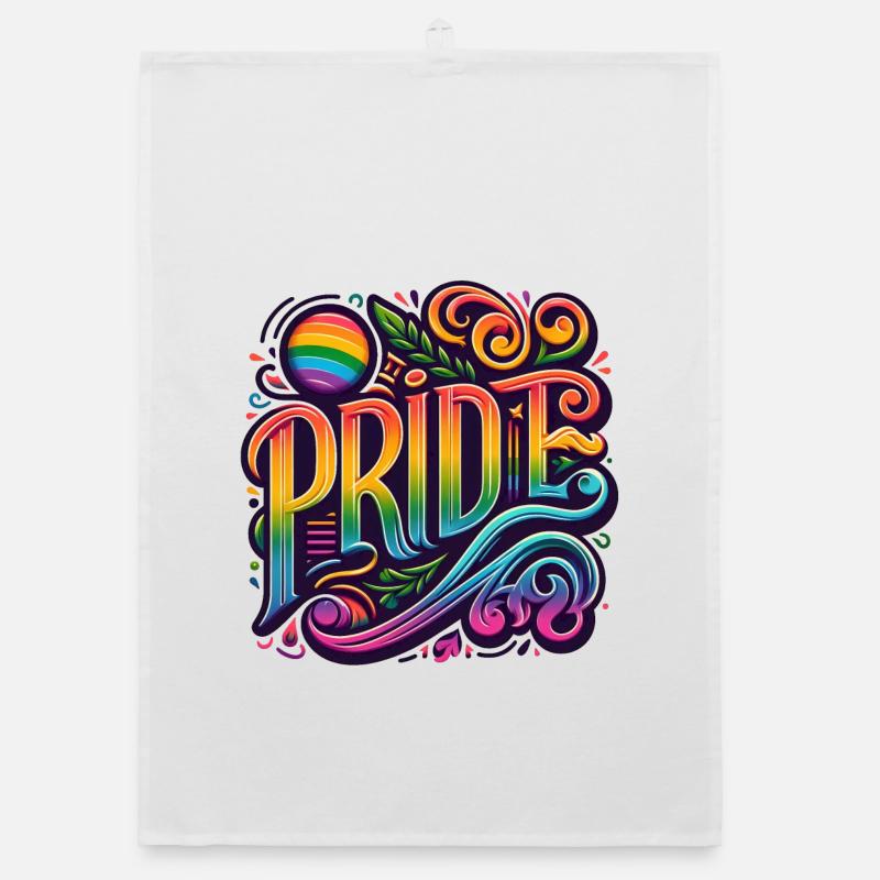 Feiern Sie Liebe und Vielfalt mit Pride, LGBTQ+ - Organic Geschirrtuch - Weiß