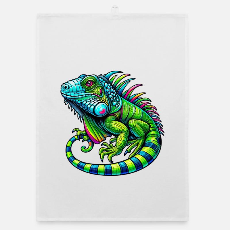 Leguan - Organic Geschirrtuch - Weiß
