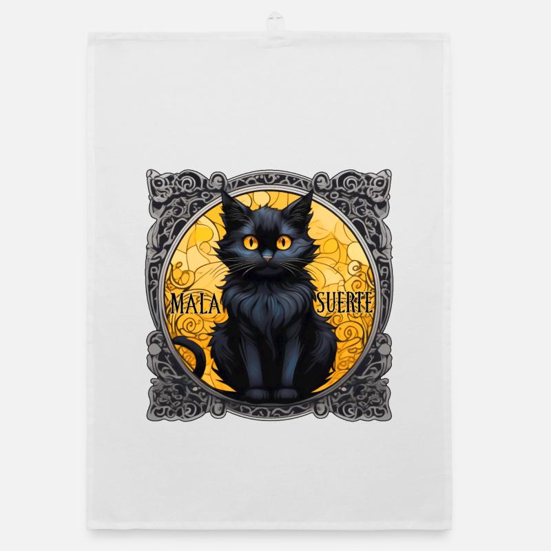 Black Cat Mala Suerte Organic dish towel