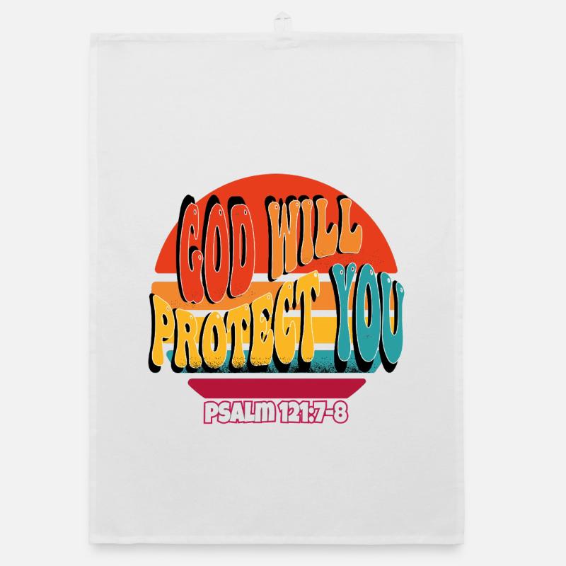 God Will Protect You Organic dish towel