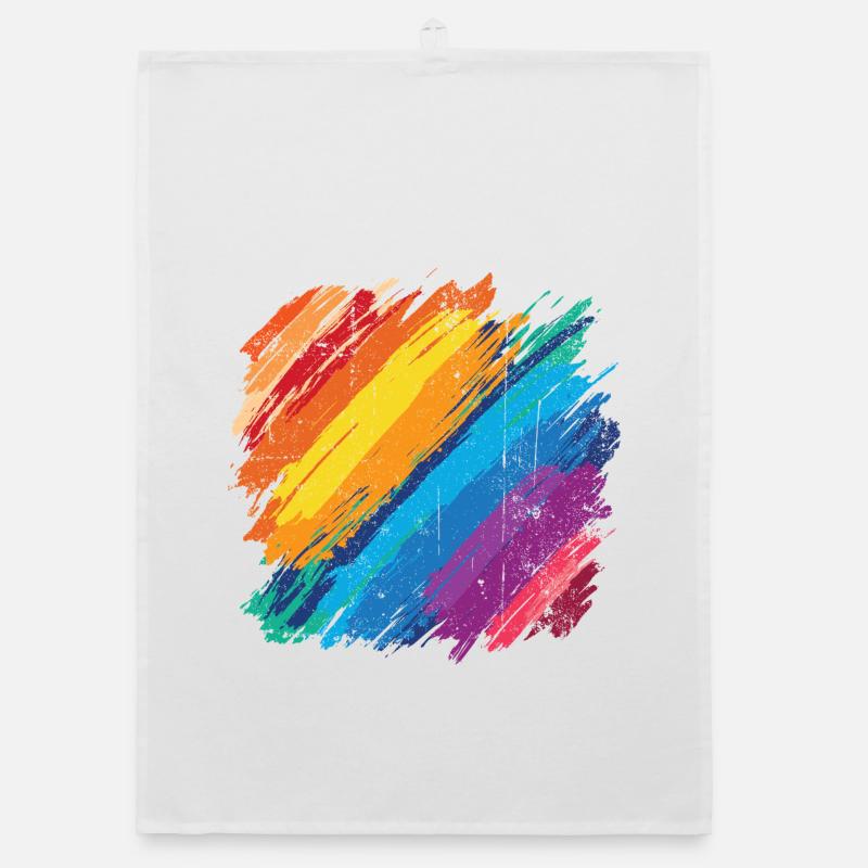 Vibrant Rainbow Brush Stroke Artwork Torchon bio