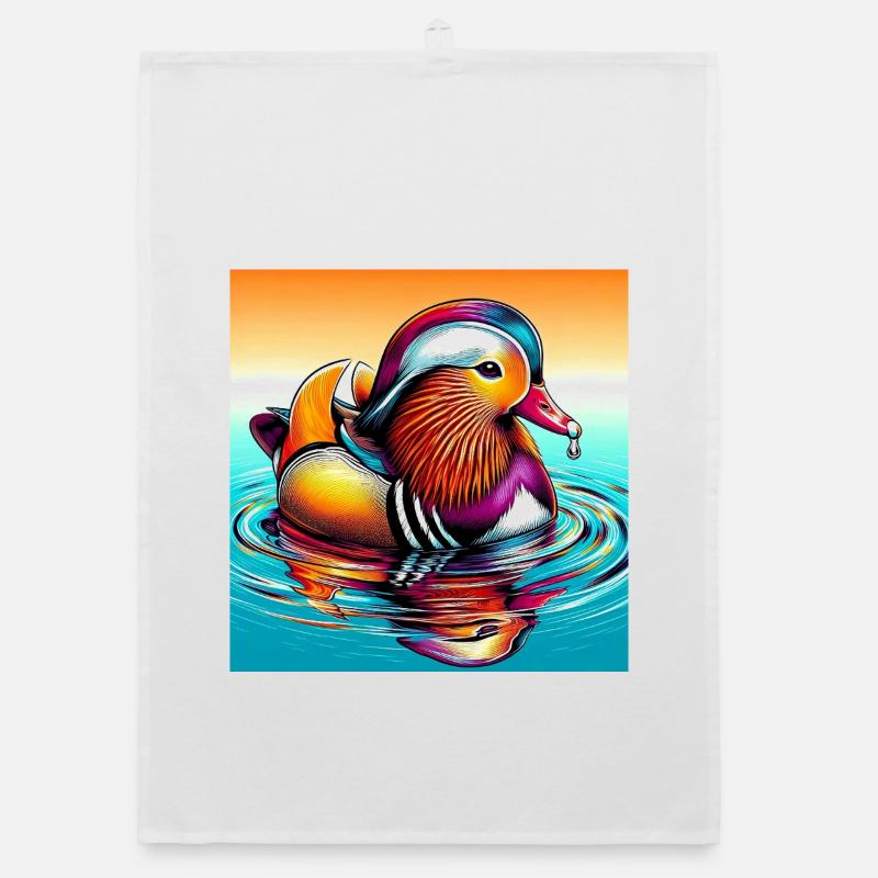 Mandarin duck Organic dish towel