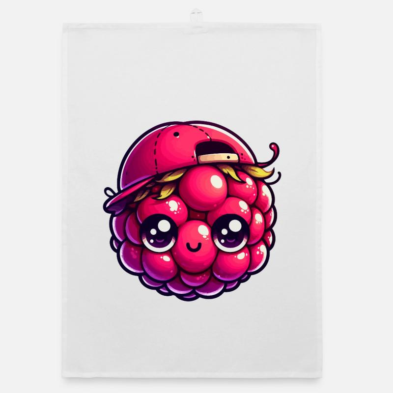 Adorable Raspberry with Cap Organic dish towel