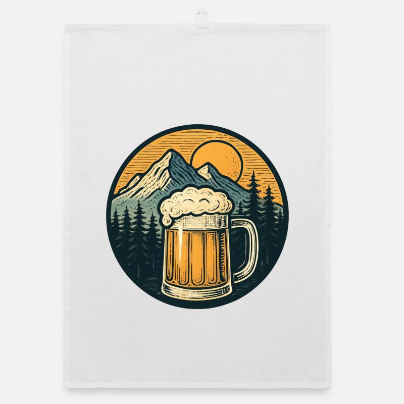 Mountain Forest Beer Mug Sunset Organic dish towel