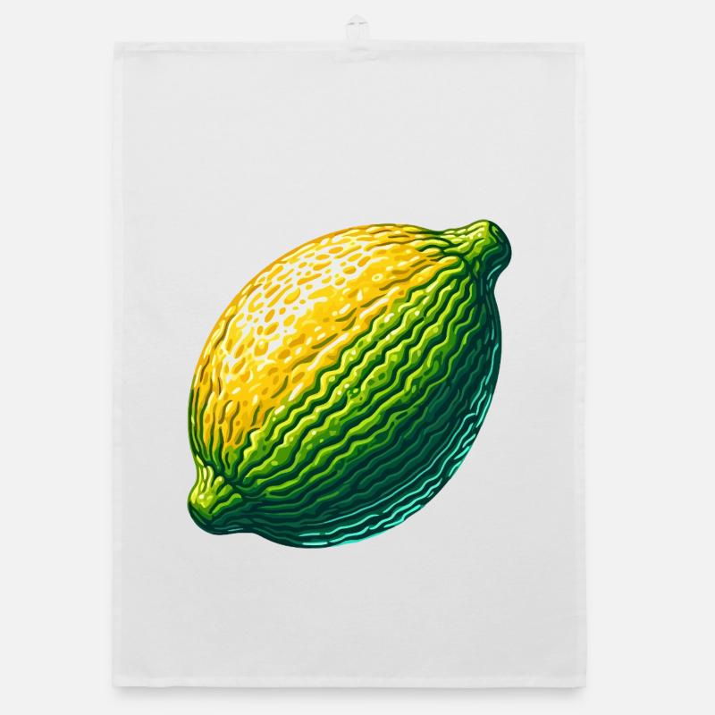 Abstract Lemon in Textured Green-Yellow Organic dish towel