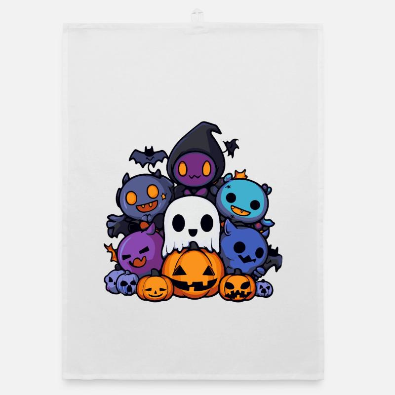 Halloween Party Figures Comic Organic dish towel