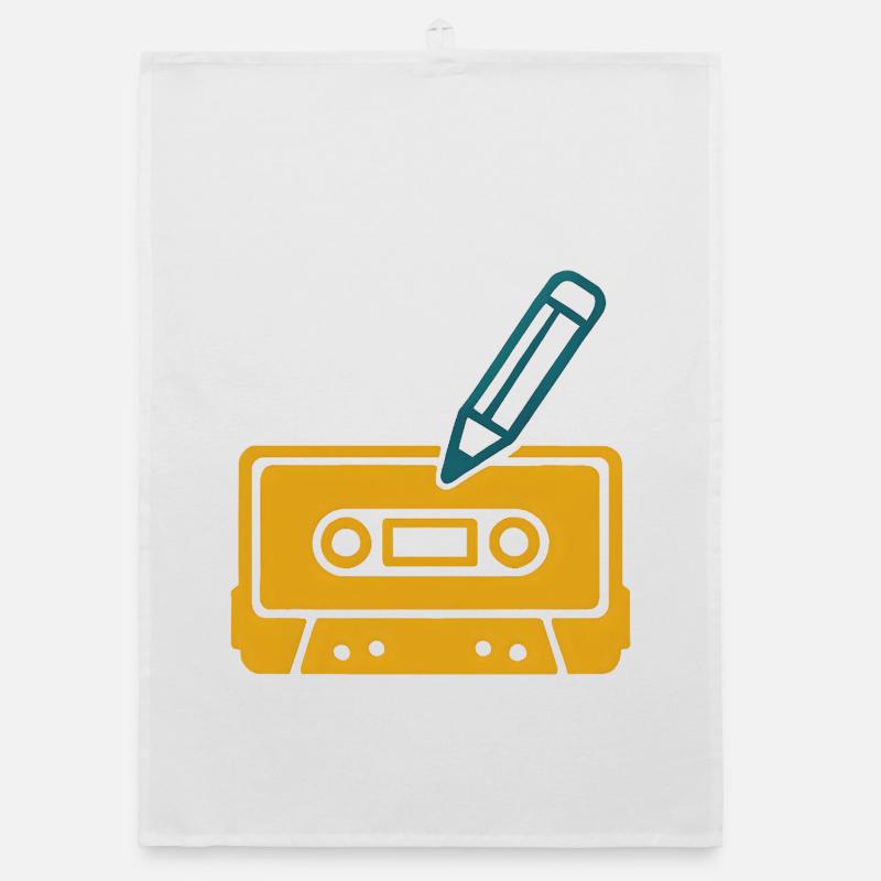 Retro Bleistift Kassette Organic Geschirrtuch