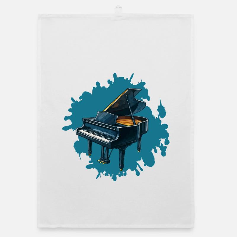 Piano Splash Blau Hintergrund - Organic Geschirrtuch - Weiß