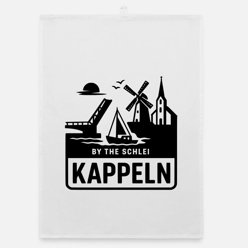 Kappeln Schlei SH Schleswig Holstein Silhouette - Organic Geschirrtuch - Weiß