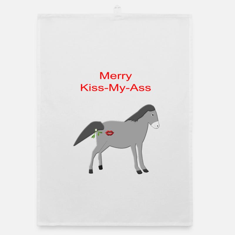 Graphique espiègle de l’âne gris de Noël embrassant mon cul Torchon bio