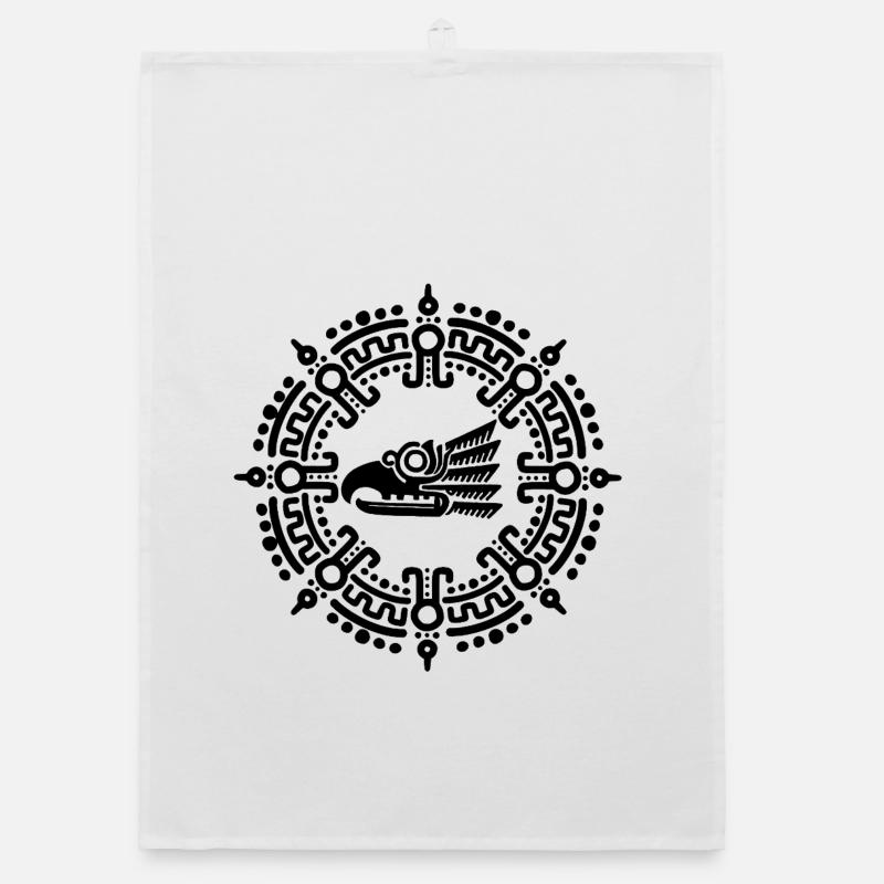 Symbole aztèque noir Torchon bio