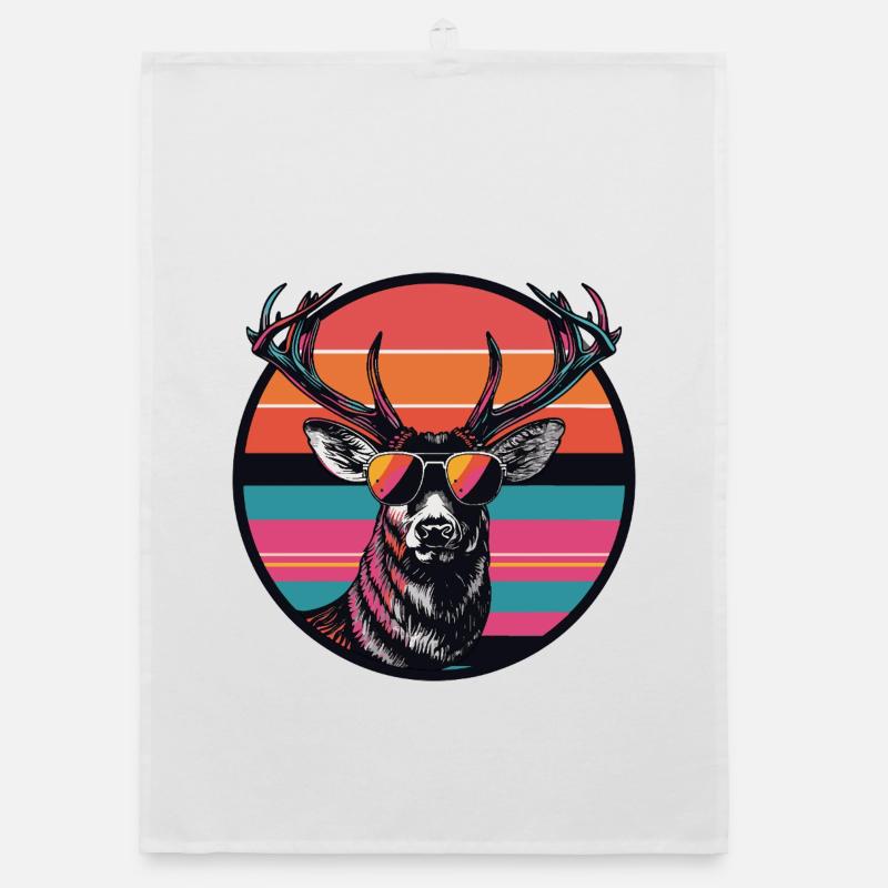 Deer with sunglasses Organic dish towel