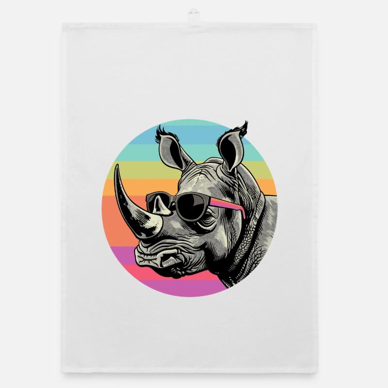 Rhino Retro Rainbow Torchon bio