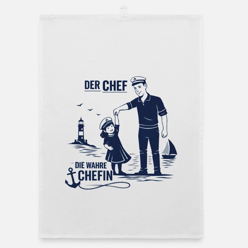 Chef Chefin Papa Tochter Partnerlook Geschenk Organic Geschirrtuch